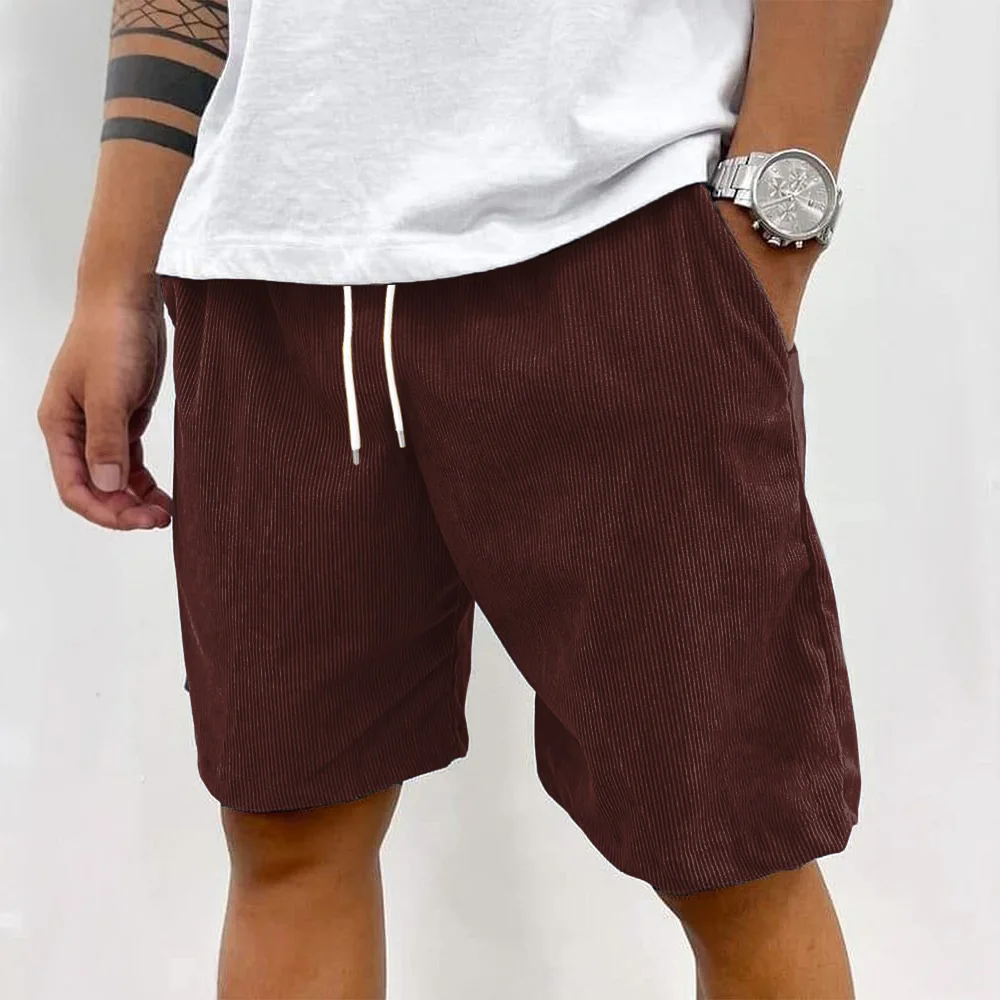 2026 New Men's Retro Corduroy Casual Shorts Men Fashion Solid Sweatpants Harajuku Corduroy Short Pants New Men Clothing Roupas