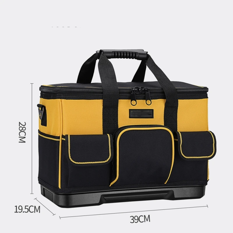 17-inch Wide Mouth Tool Bag with Water Proof Molded Base，Wide Mouth Tool Tote Bag,Waterproof Tool Organizer Bag