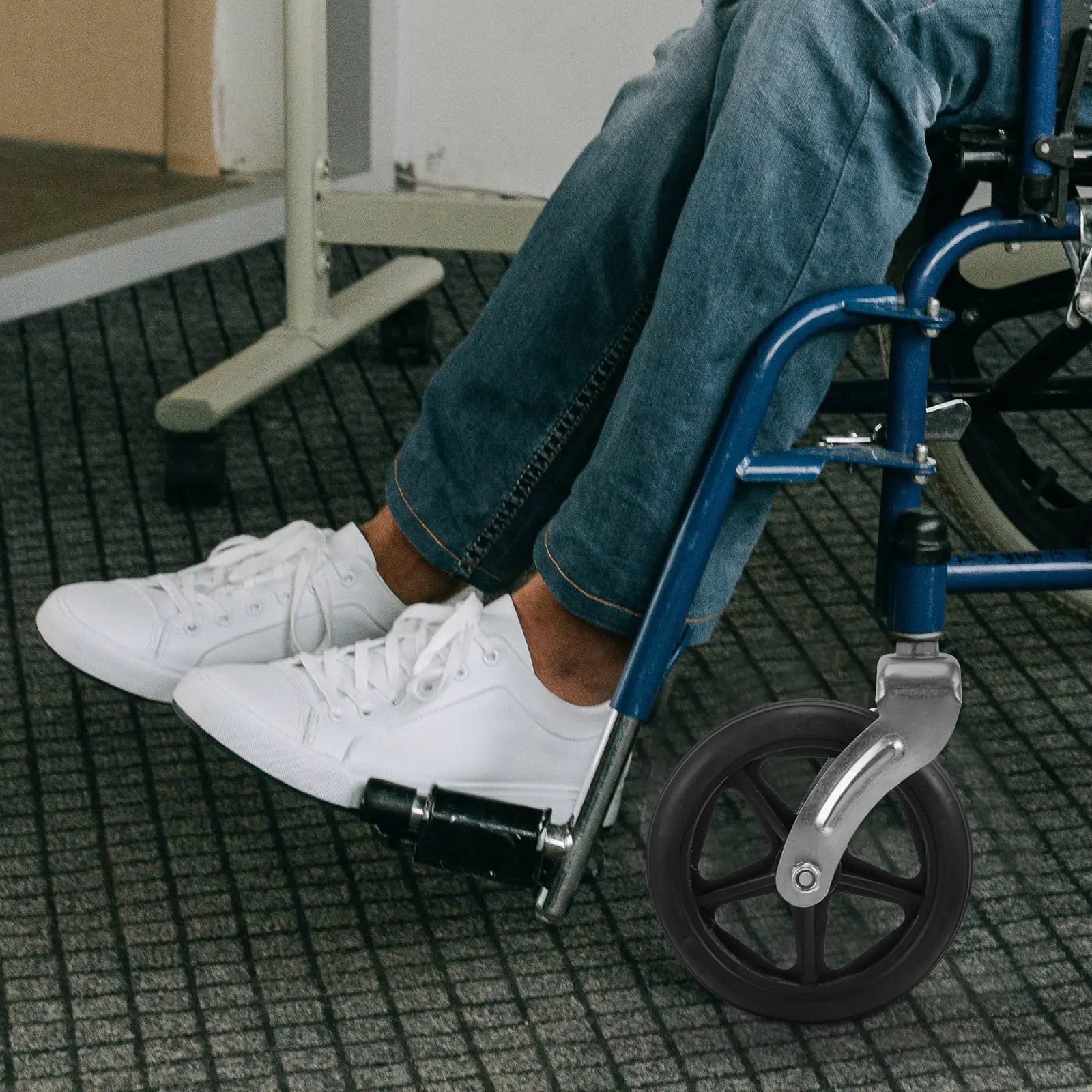 

1Set Wheelchair Front Fork Bearing Wheel Replacement Black Widened Stability Traction Wheelchair Front Wheels Bracket Parts