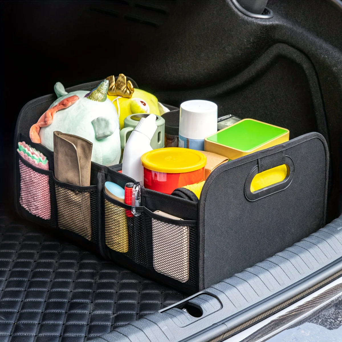 

Car Trunk Storage Box Shockproof Foldable Trunk Storage Box Organizer Anti-Slip Multi Functional Storage For Camping Travels