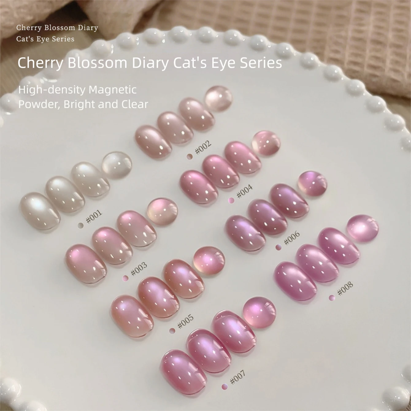 MN 2026 Cherry Blossom Diary Series Cat Eye Gel Nail Polish Custom Blended Pink Tones with High-Density Glass Beads for UV Gel