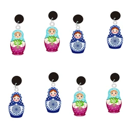 Matryoshka Acrylic Earrings For Women Tradition Double Sided Russian Dolls Baby Girls Earring Jewelry For Women 2024 Hot Sale