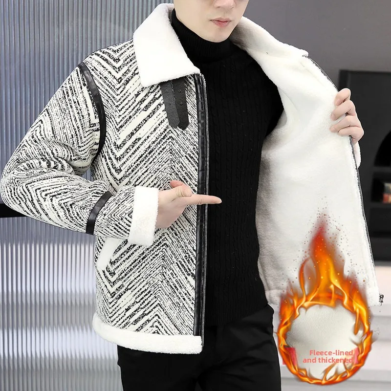 

Зимняя мужская куртка Thiened Fce на подкладке, повседневная куртка с воротником-стойкой, воротник-стойка, длинное волокно из полиэстера