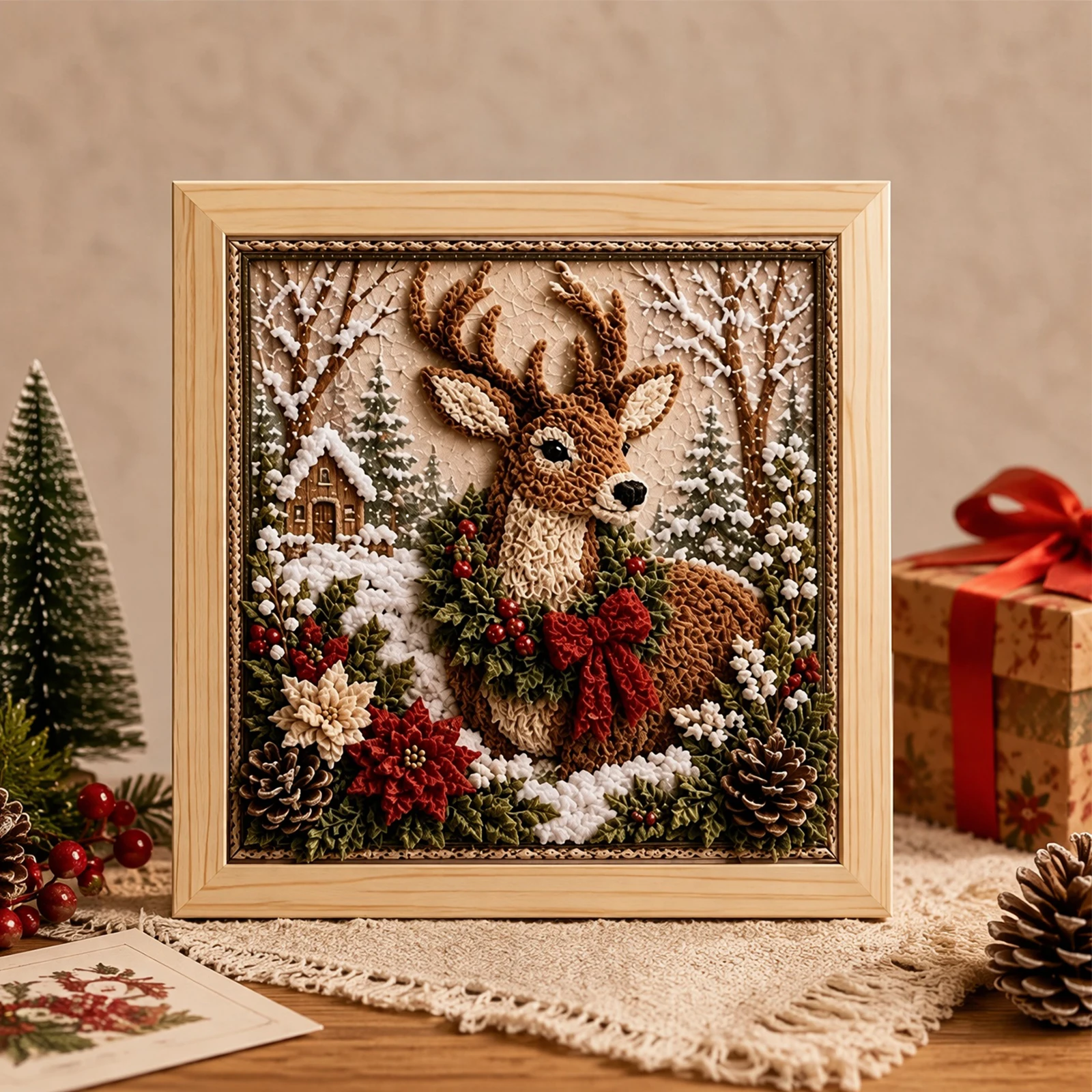 Embroidery Xmas Ornaments - طقم حرف يدوية لتزيين جدران المنزل