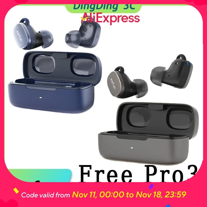 EarFun Free Pro3 couteur sans fil avec 6 micros AI rduction du bruit longue dure de vie de la batterie lger tanche sport couteurs personnalis