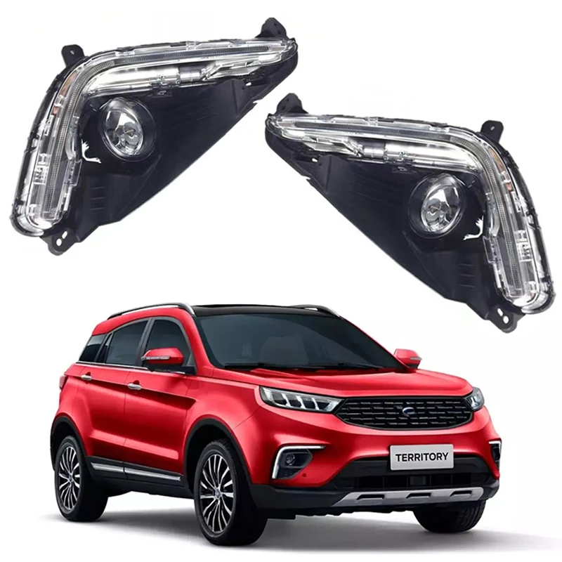 front halogen  fog light DRL for Ford Territory 2019 - 2023 Daytime Running Light Yellow Turn Signal fog driving lamp