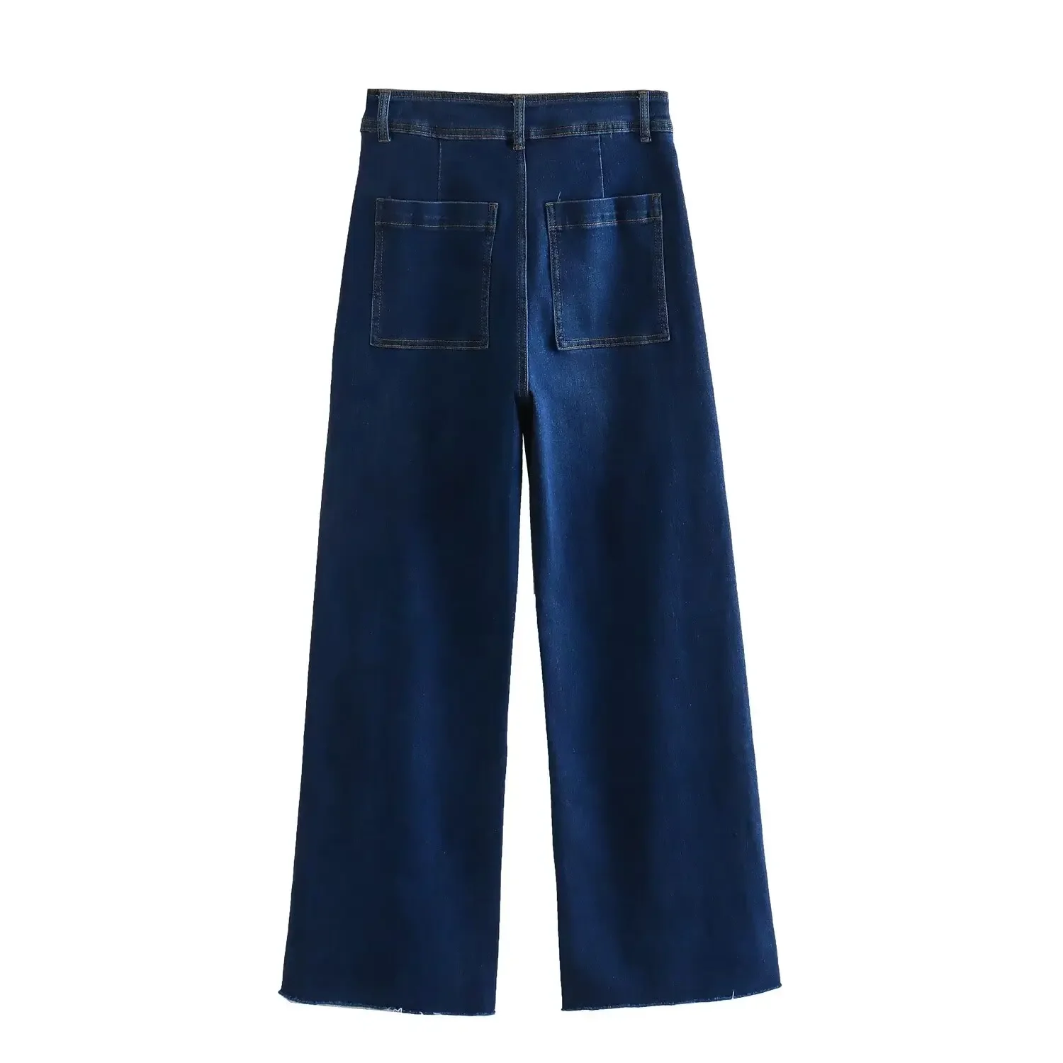 Jeans reto de cintura alta com zíper, calça jeans de tecido retrô, moda, temperamento brincalhão, marinho, 2022