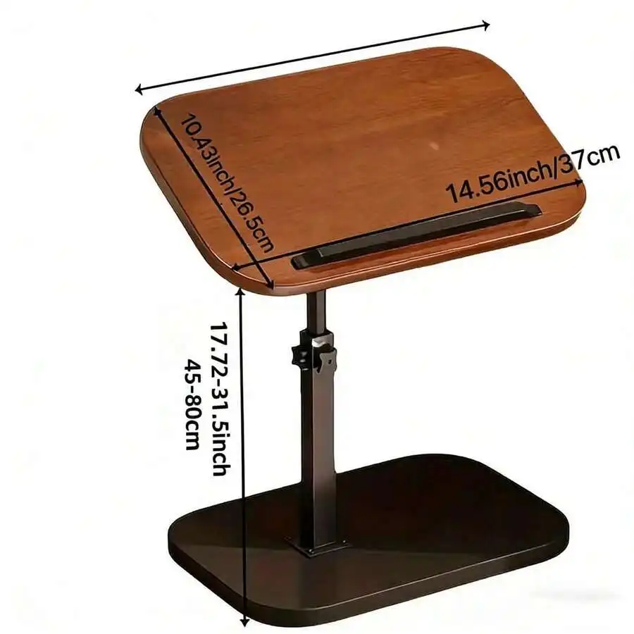 A small side table with adjustable height and rotatable feature. Easy to assemble, can be placed next to the sofa, bed, or used as a coffee table. Suitable for indoor, outdoor, and camping use. Available colors: Walnut/Black