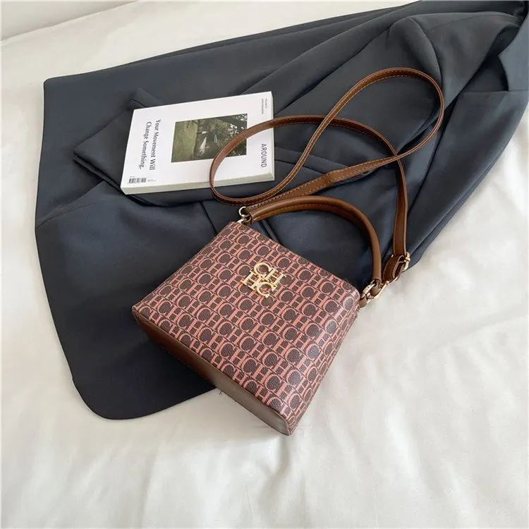 

2026 New Women Monogram Bucket Bag, Top Handle Spacious Shoulder Crossbody Bag, Fashion Underarm Purse with Inner Pockets