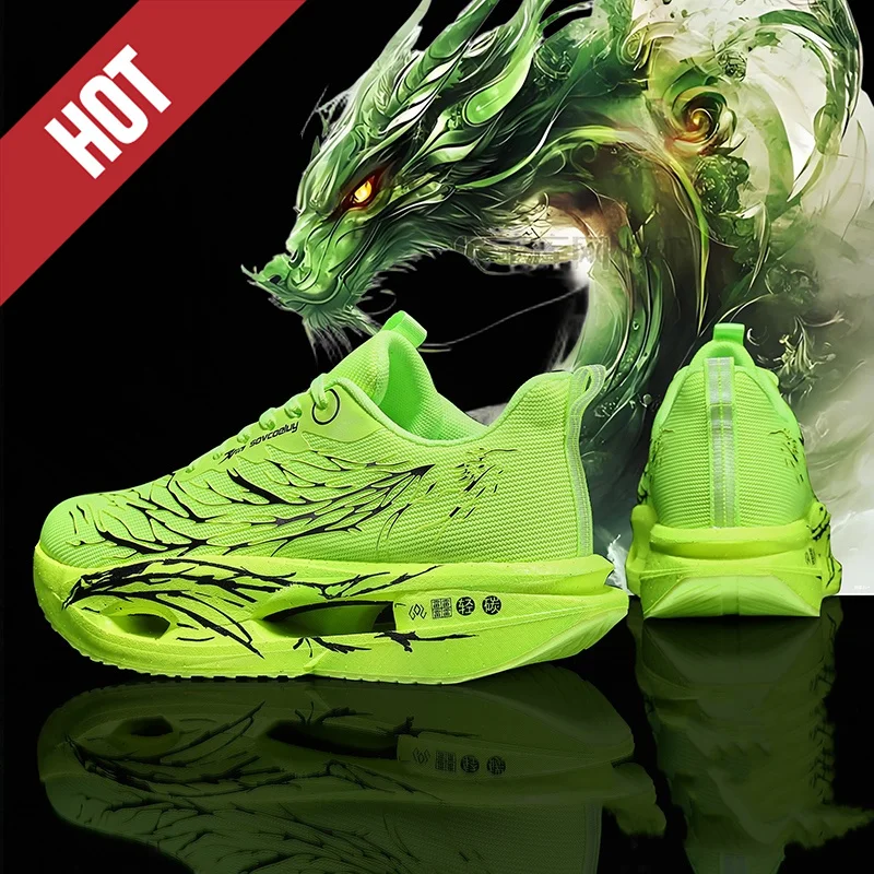 

Fluorescence Running Shoes Casual Marathon Men Sports Carbon Board Breathable Lightweight Women's Comfortable Athletic Sneakers