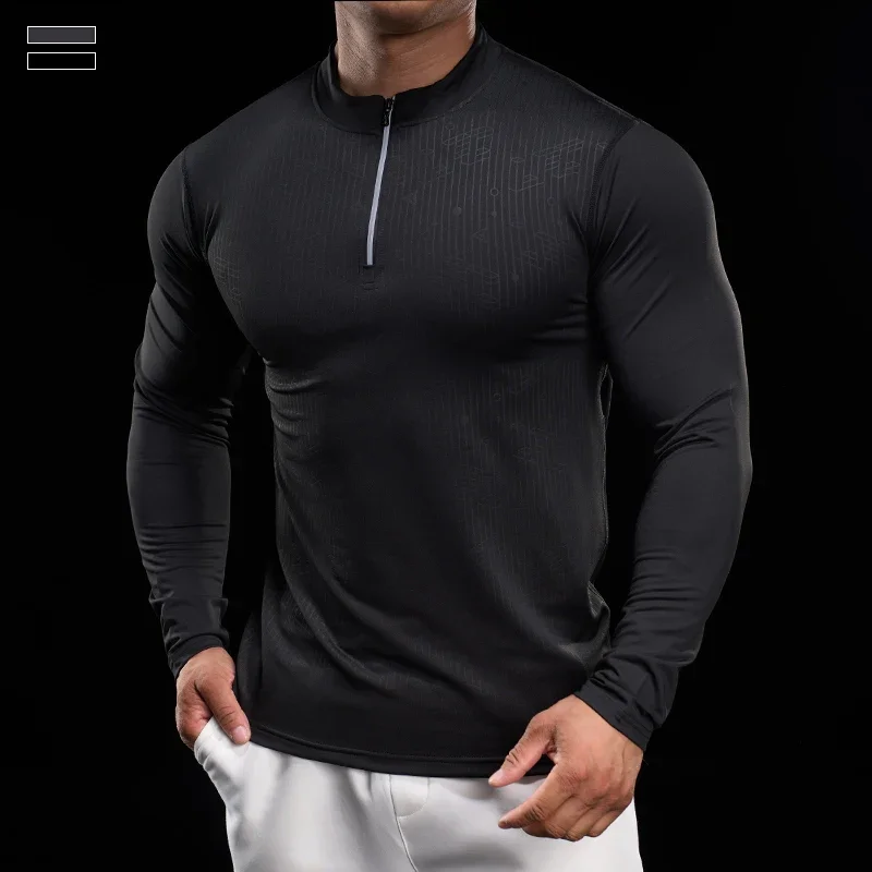 

New Men Jogging Sports T-shirt Gym Fitness Tops Round Neck Quick-drying Breathable Long Sleeves Running Training Clothes