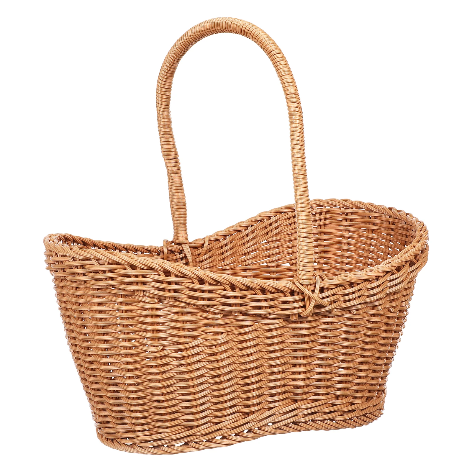 

Woven Rattan Woven Imitation Rattan Fruit Basket Portable Decorative Gift Basket For Picnic Camping Wedding