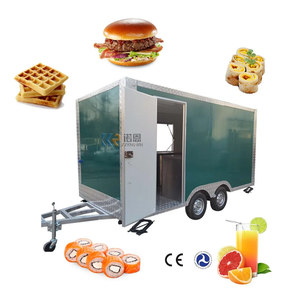 Большой мобильный кухонный квадратный прицеп для еды, стандарт США, снежный конус, вафли, креп, мороженое, уличная тележка для еды, киоск с холодильником