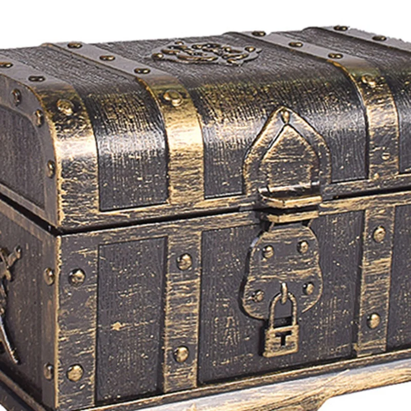 Pirate Treasure Chest Decorative Treasure Chest Keepsake Jewelry Box Plastic Toy Treasure Boxes Party Decor Large Size Bronze