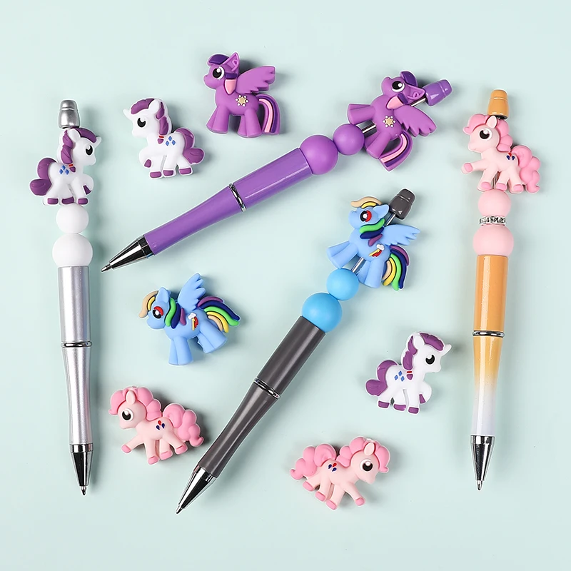 

5pcs silicone little pony Focal Beads PVC for DIY bracelet necklace anklet pen keychain bookmark Accessories
