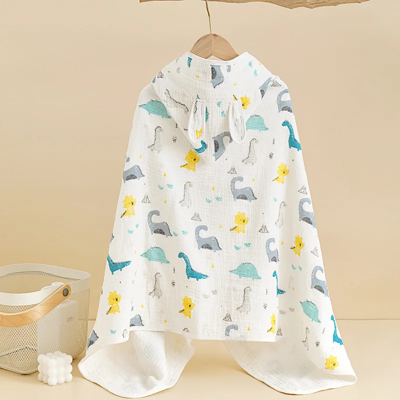 Baby Hooded Towel Bath Towel for Boys Girls Bathrobe Sleepwear Four Layers Cotton Gauze Sleeping Bag Swimming Beach Towels