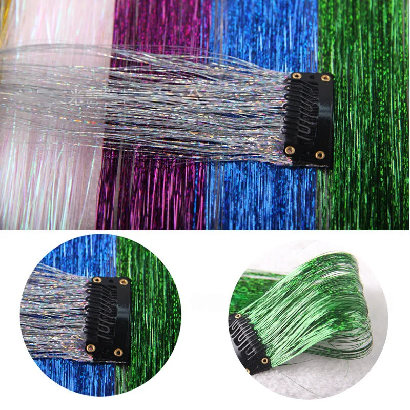 كليب في الشعر بهرج البريق الشعر التمديد 24 بوصة 3 قطعة/الحزمة قوس قزح يسلط الضوء على بريق بهرج الشعر طويل مستقيم وهمية هيربيسي