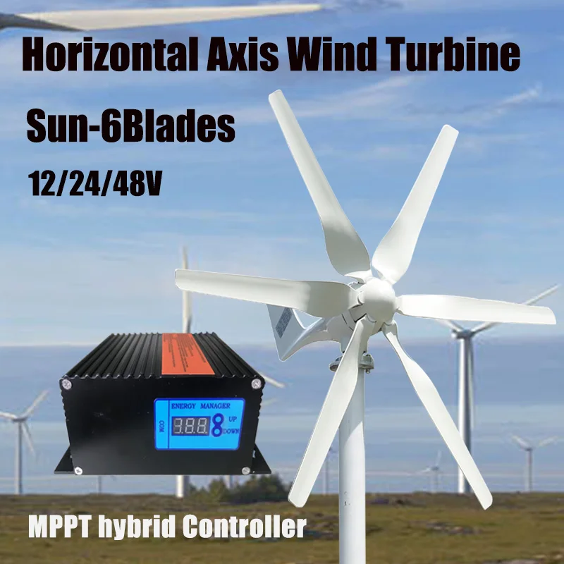 Ship From European 8KW 6Blades Free Energy Wind Energy HIGH Efficient 12V 24V 48V Wind Turbine Generator With MPPT Controller