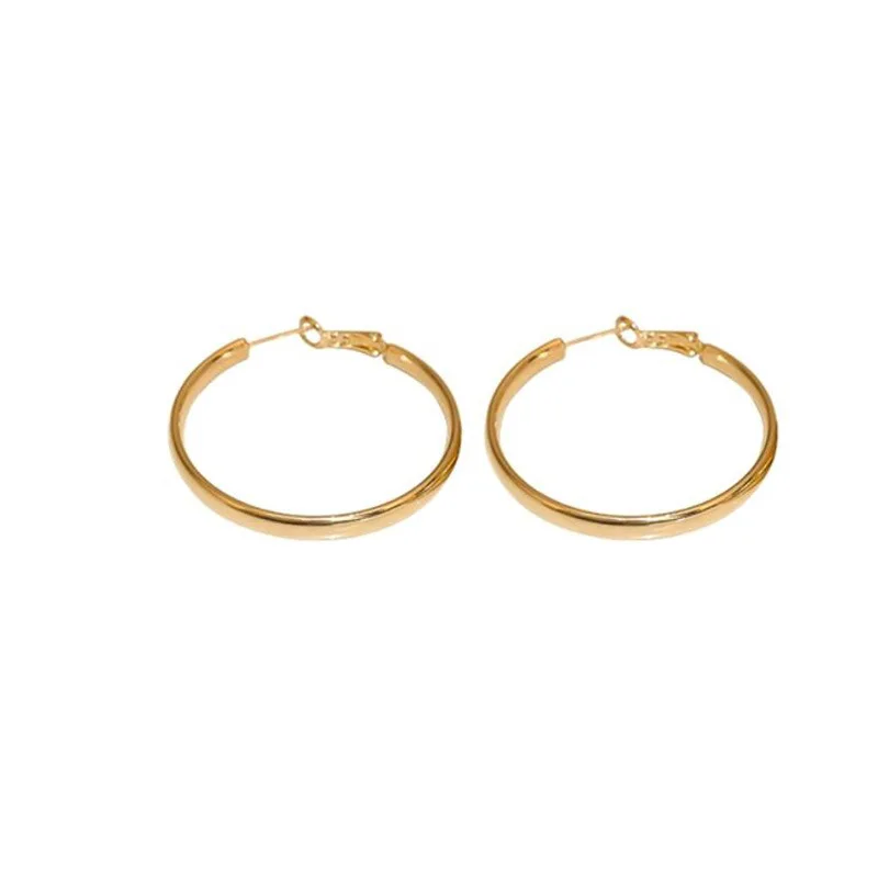 Classic Hollow Thick Loop Large Circle Hoop Earrings Never Fade Stainless Steel C-Ring Piercing Earrings Fashion Jewelry