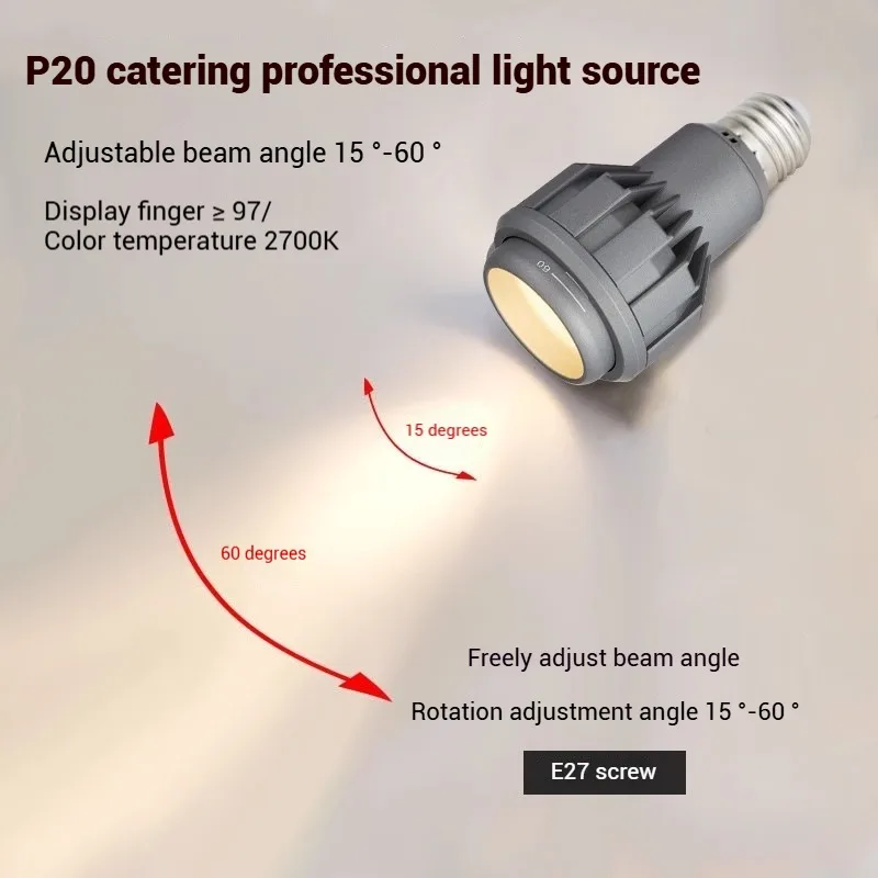 E27 Led Spotlights Bulbs AC 220V 7W 12W 15°-60° Beam Angle Lamp 2700K Warm Light Food Lights for Living Room Kitchen Restaurant