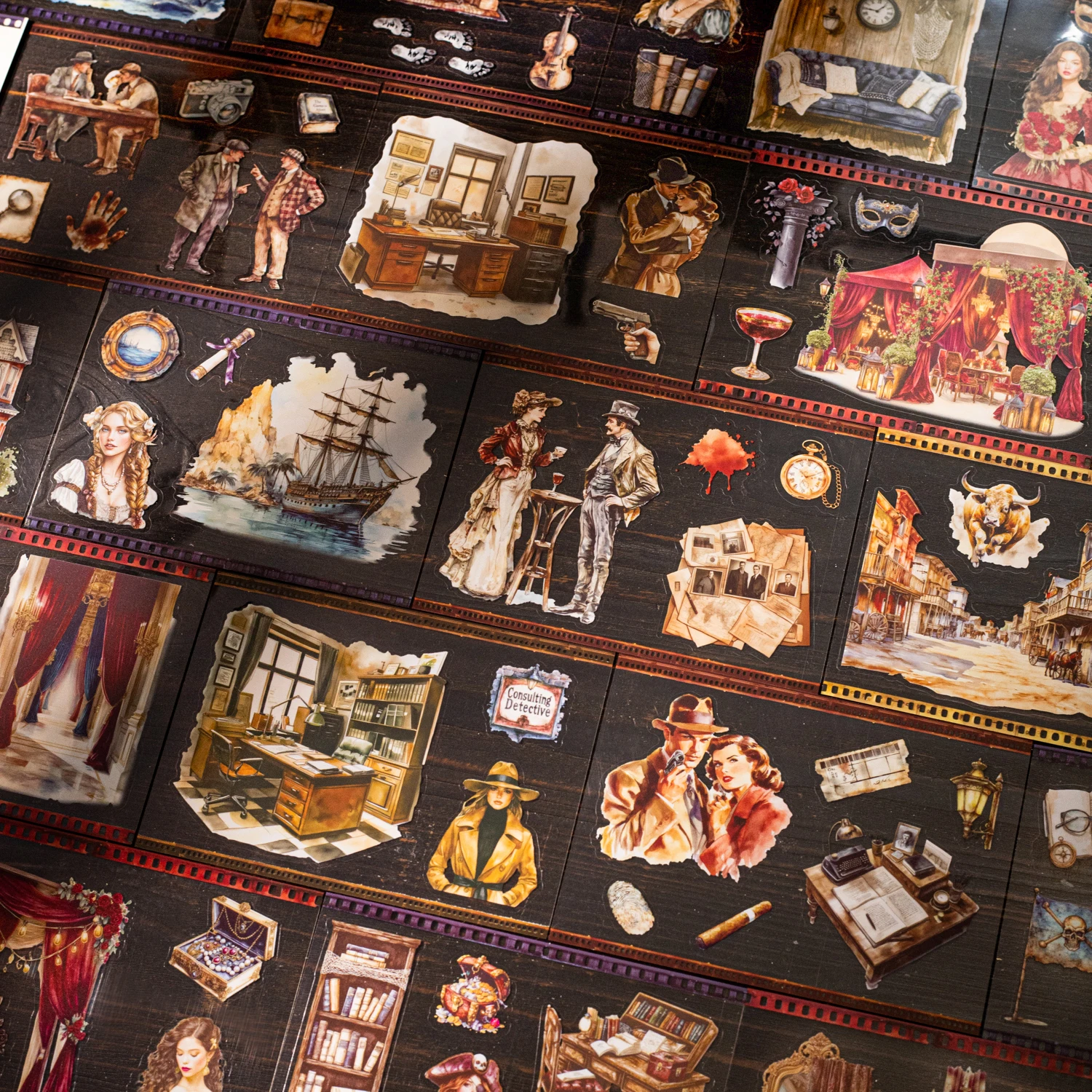 European Theater Series Vintage Character Landscape PET Sticker Book Creative DIY Journal Material Collage Stationery