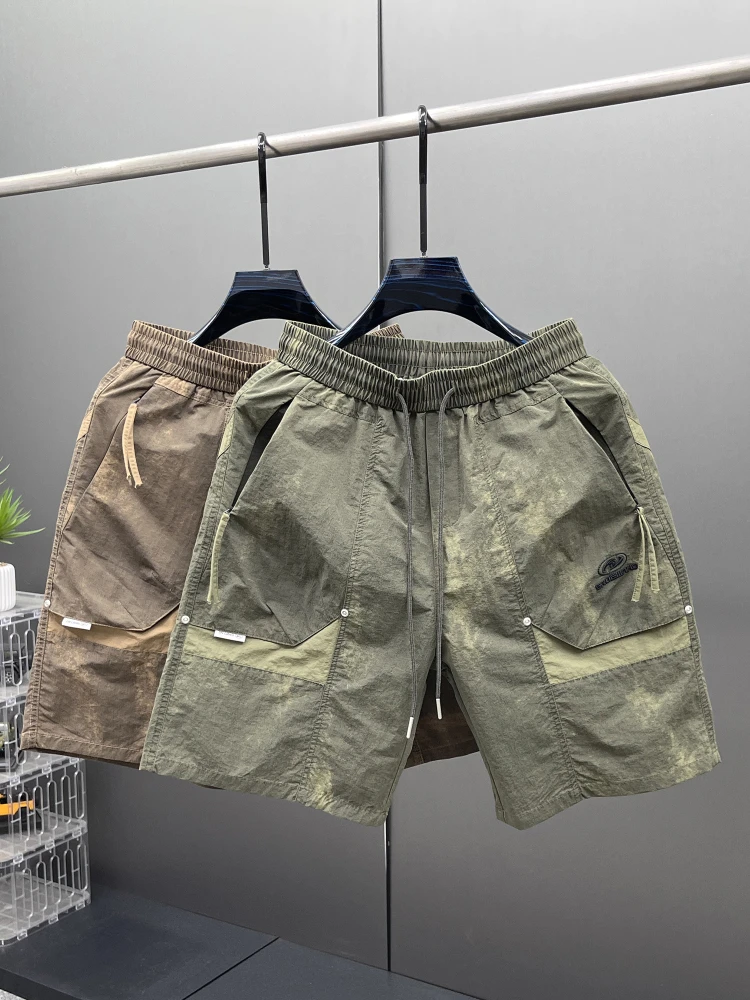 

Летние мужские шорты 2025 года в стиле ретро с американской вышивкой, быстросохнущие, повседневные, свободного кроя, молодежный стиль, модный тренд