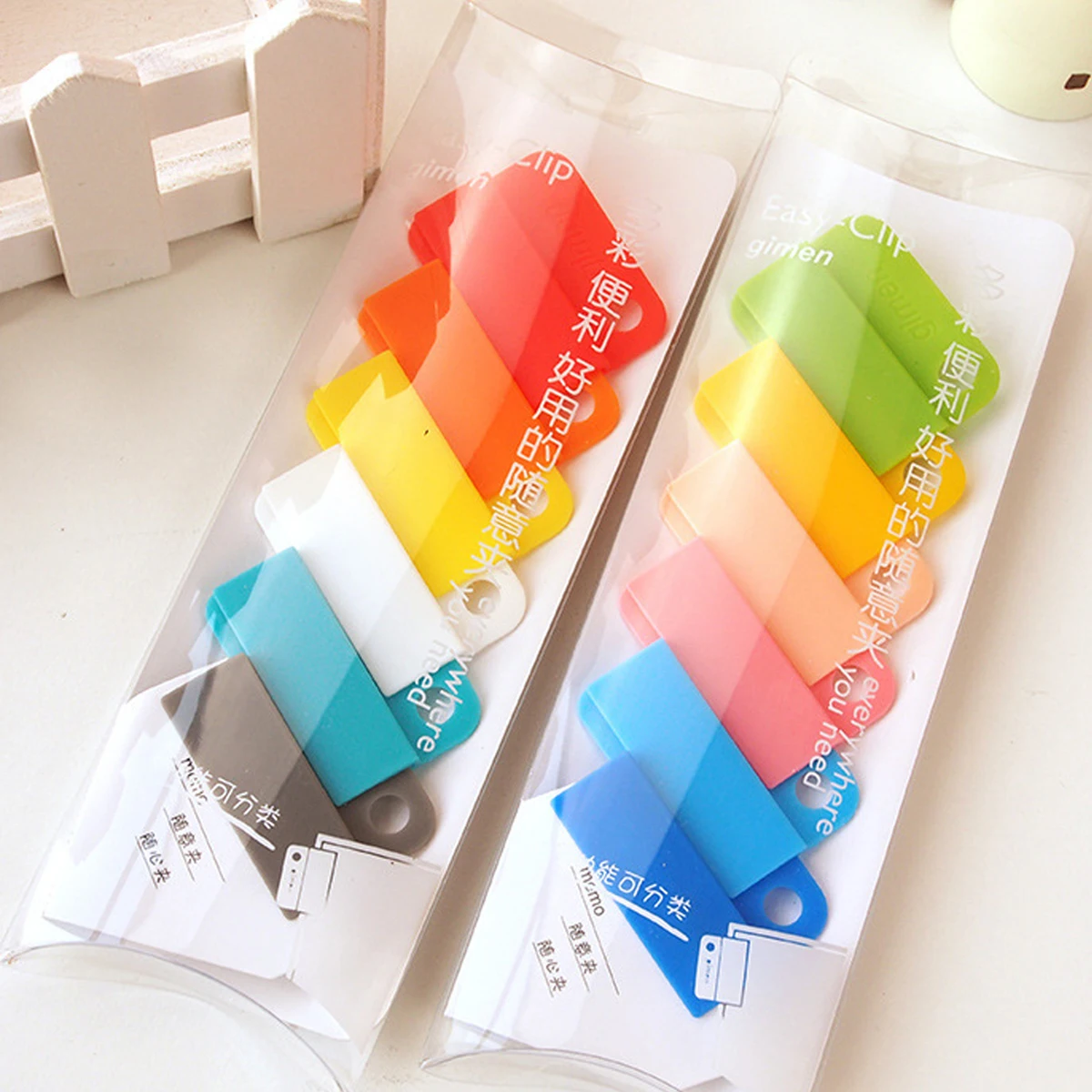 6pcs/set Plastic colored file book cover clips, multi-functional and flexible clips, stationery notebook clips view 5