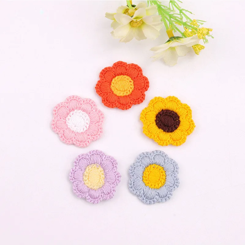 

20PCS Fabric 3.5cm Sunflower Sticker Sew On Patch Craft Flower Applique Clothing Sewing Embroidered Cloth Pastes