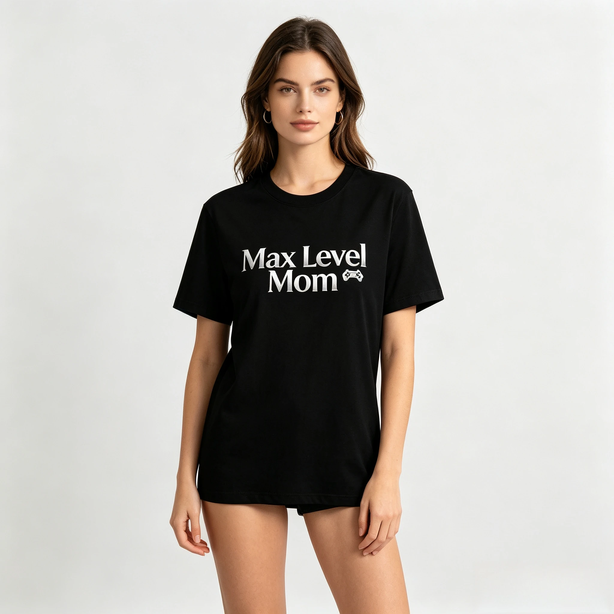 Trendy Max Level Mom Gaming Print Women T Shirt Casual Daily Wear Summer Spring Fashion Top Streetwear Fashion for Mother Gift