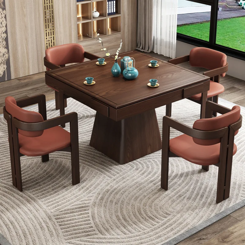 طاولة خاصة من الخشب الصلب بثمانية خالدة، طاولة طعام مربعة الشكل، لوح صخري صيني جديد، شطرنج Te and Chai #2