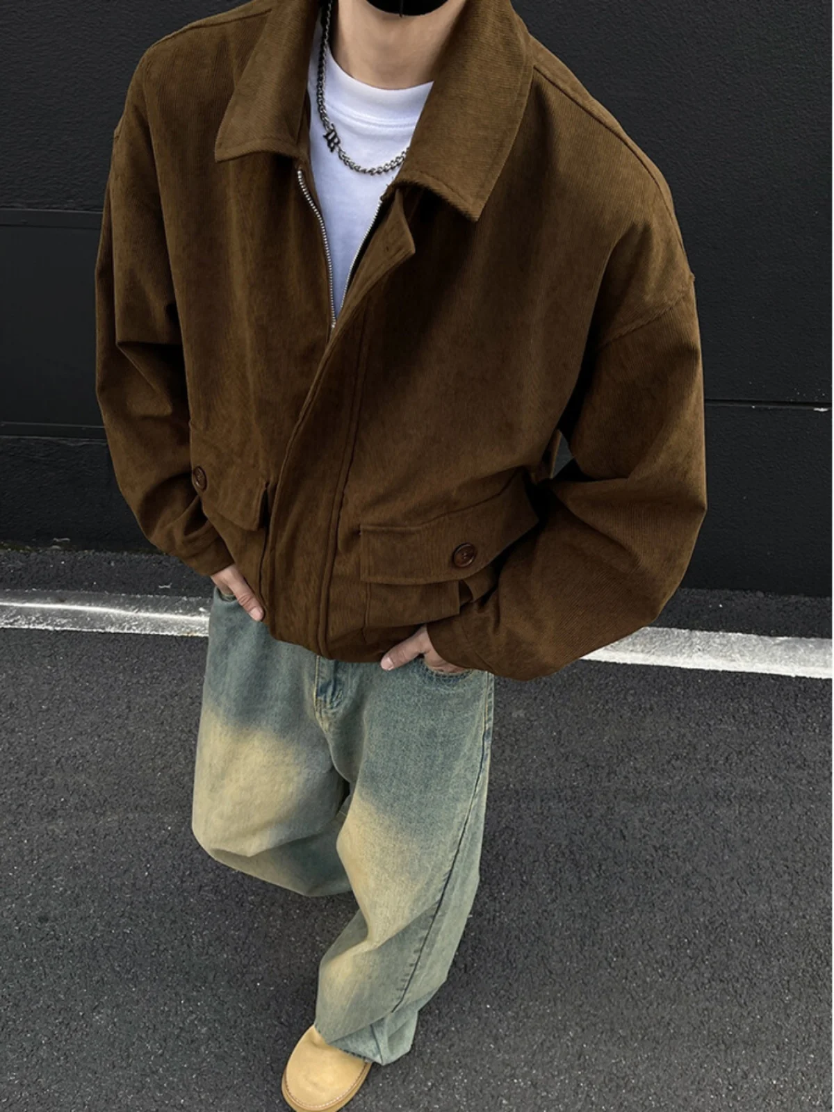 

Мужская вельветовая куртка Cleanfit Detroit коричневого цвета, весна-осень, высокое качество, полиэстер, длинный рукав, на молнии