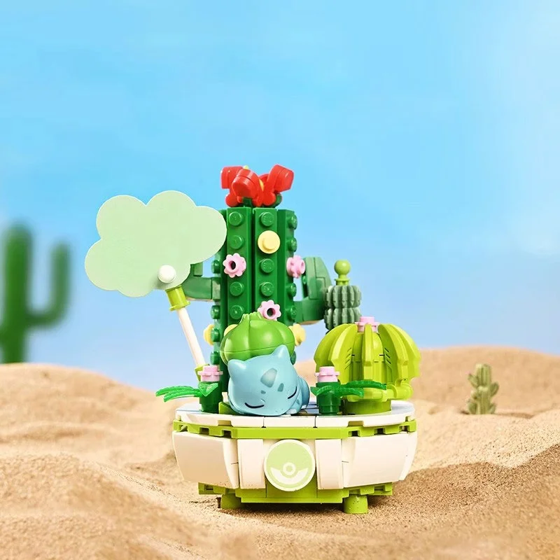 Keeppley bonsai geassembleerde speelgoedbeeldjes, Pikachu, Little Fire Dragon en Squirtle-modelornamenten, speelgoedcadeaus voor kinderen