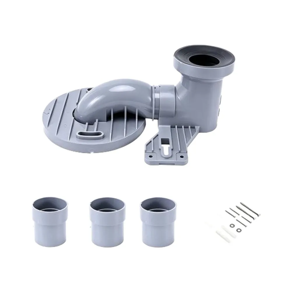 Siphon Displacement Drain Pipe Connector for Toilets Supporting Extended Reach in Shallow and Deep Recess Applications