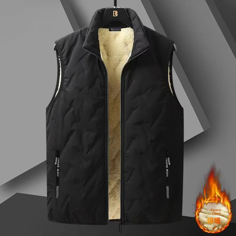 Men's Winter Thiened Fce Vest Casual Loose Large Size Cotton oulder Pad Youth Trendy Zipper Closure  Color