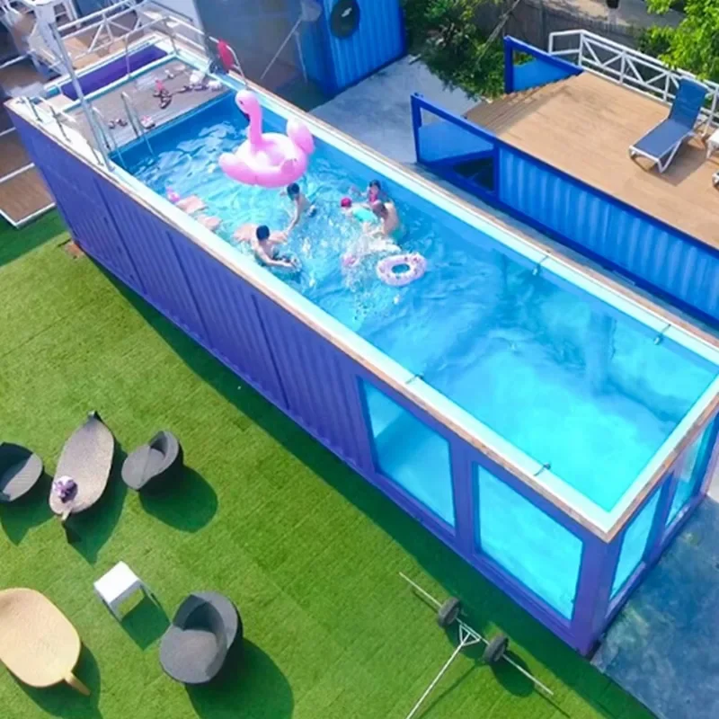 Garden Backyard Swimming Pool Prefab Modular Modern Container Swimming Pool With Surfing System And Lighting System Malaysia