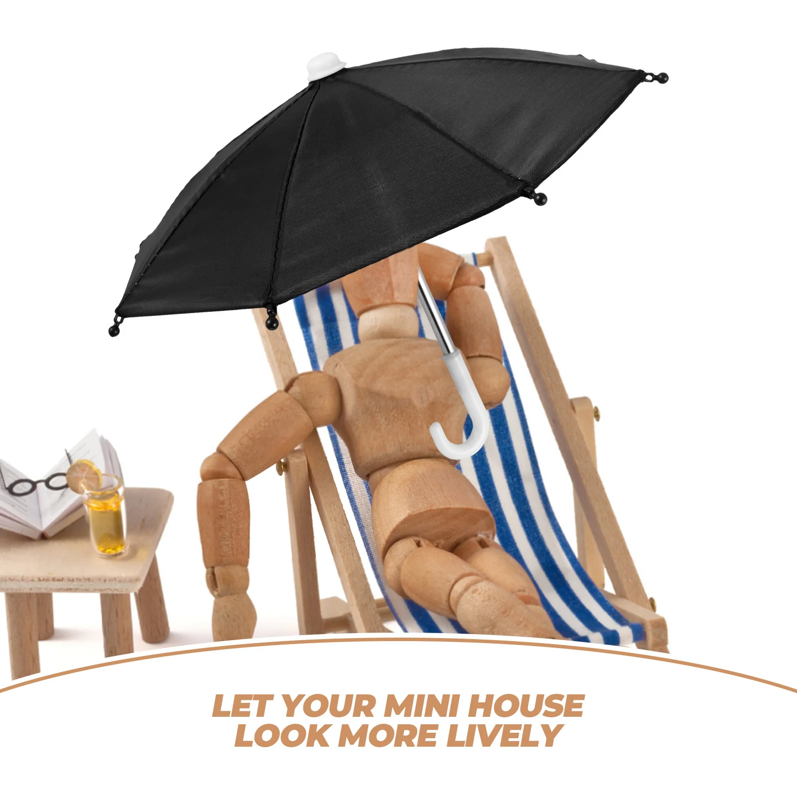 

2pcs Mini Umbrella Accessory Tiny House Miniature Furniture Decor Pretend Play Mini House Ornament For Micro Scene