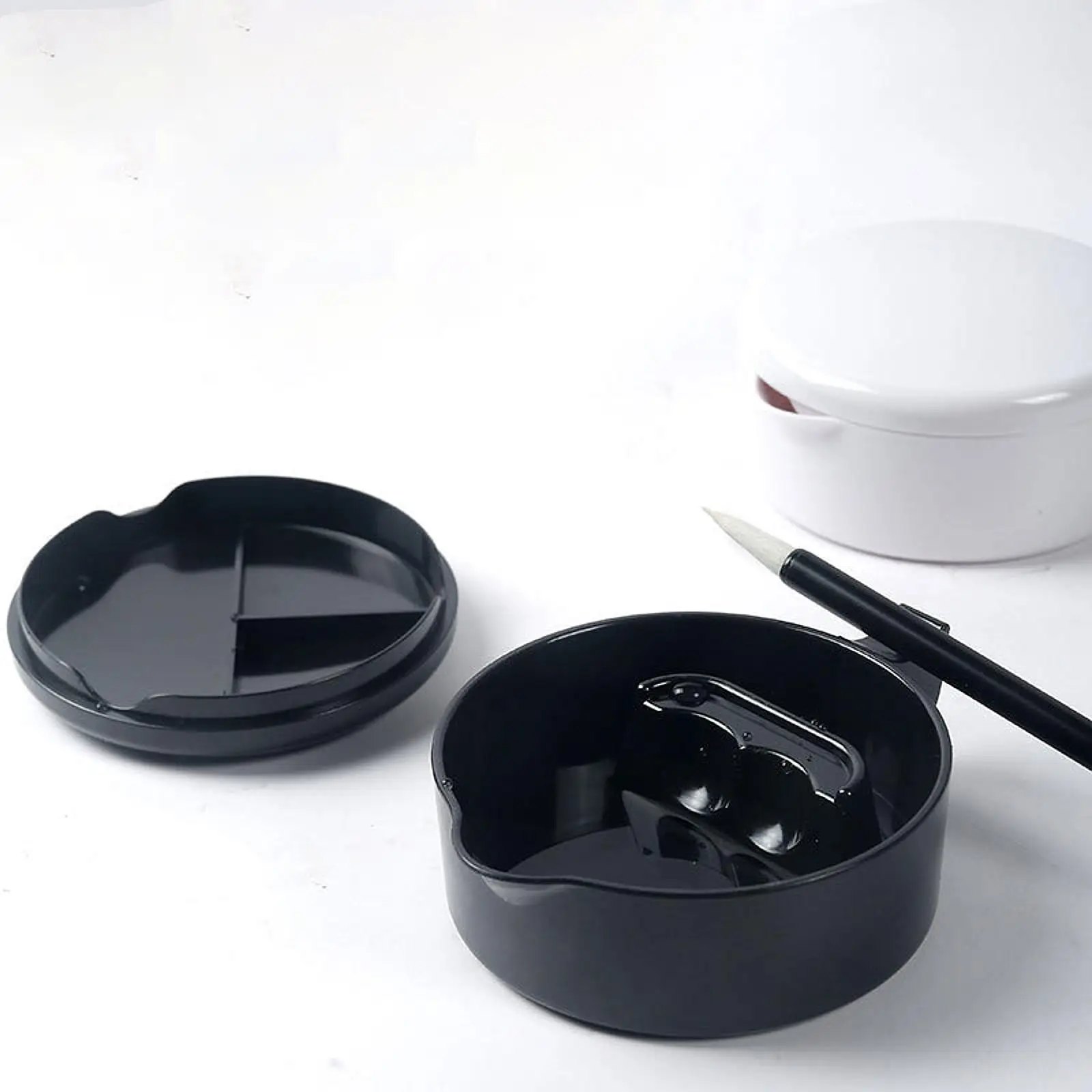 Calligraphy Inkstone with Cover Students Supplies for Chinese Japanese Writing Inkstone Professional Ink Plate Ink Well Dish