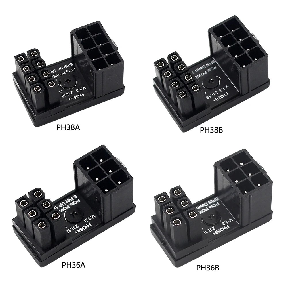 Power Adapter Board 8 Pin GPU Power Connector 6 Pin GPU PCIe 180 Degree Angle for Desktops Graphics Card