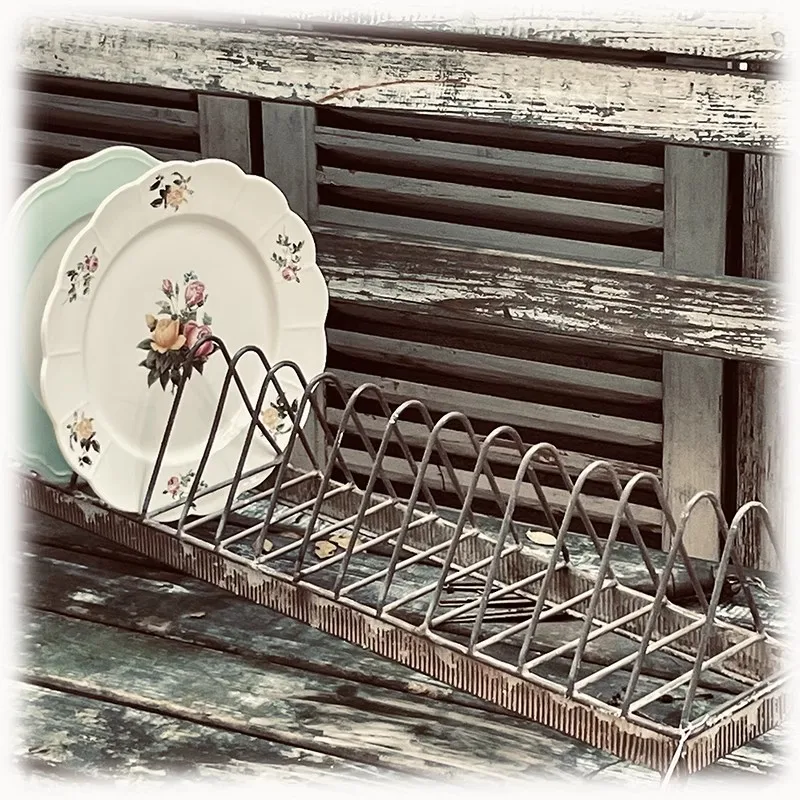 

Rustic Metal Kitchen Countertop Handcrafted Dish Rack Vintage Style