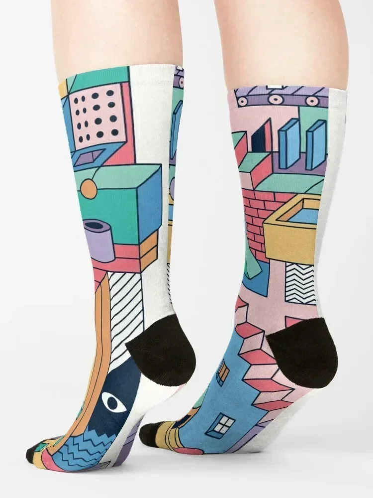 80's Escher Socks hockey sport Run Toe sports Men's Socks Women's