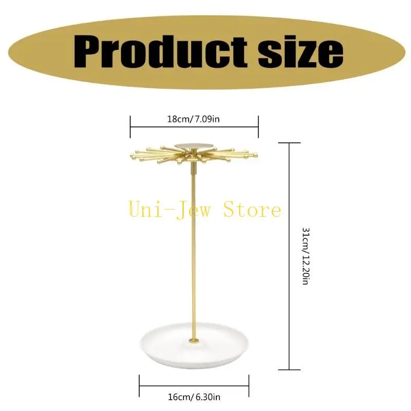 حامل منظم مجوهرات بسعة 40 جيجابايت مع لوحة دائرية قابلة للدوران وحامل مجوهرات رف عرض للاستخدام المنزلي أو البيع بالتجزئة