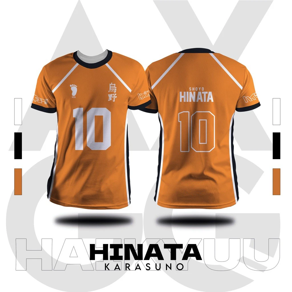 Bandai Karasuno Volleyball Team Jersey Hinata No.10 Cosplay Costume Haikyuu!! T-Shirts Summer Quick-dry Comfy Athleisure Large