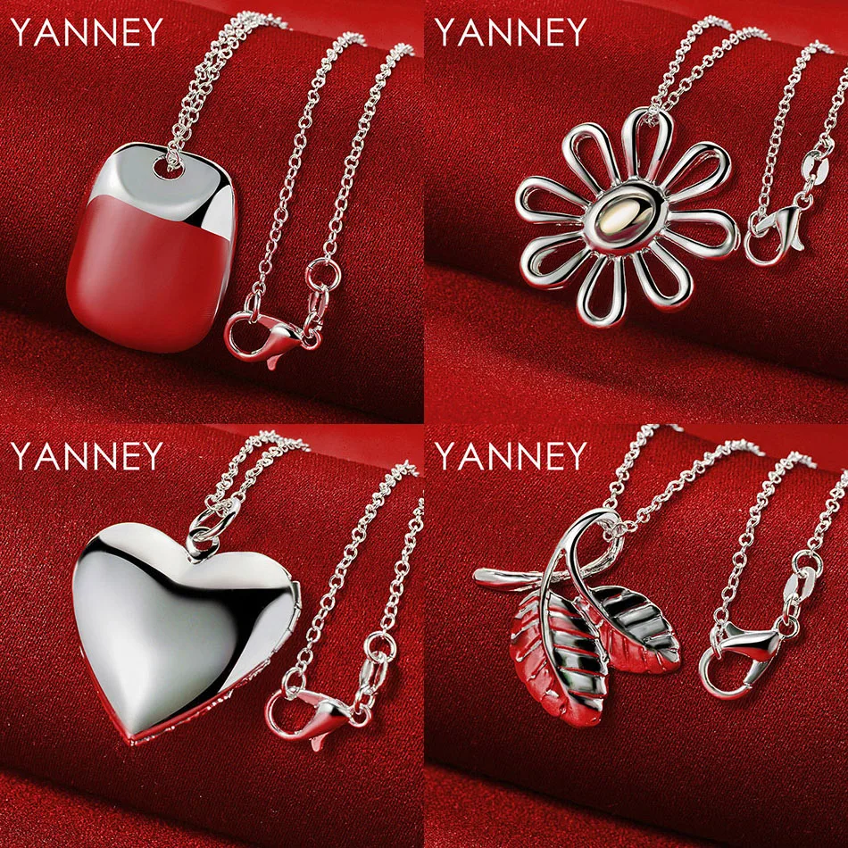 

Fashion 925 Sterling Silver 16-30 Delicate Leaf Flower Necklace Women Gift Elegant Accessory Party Wedding