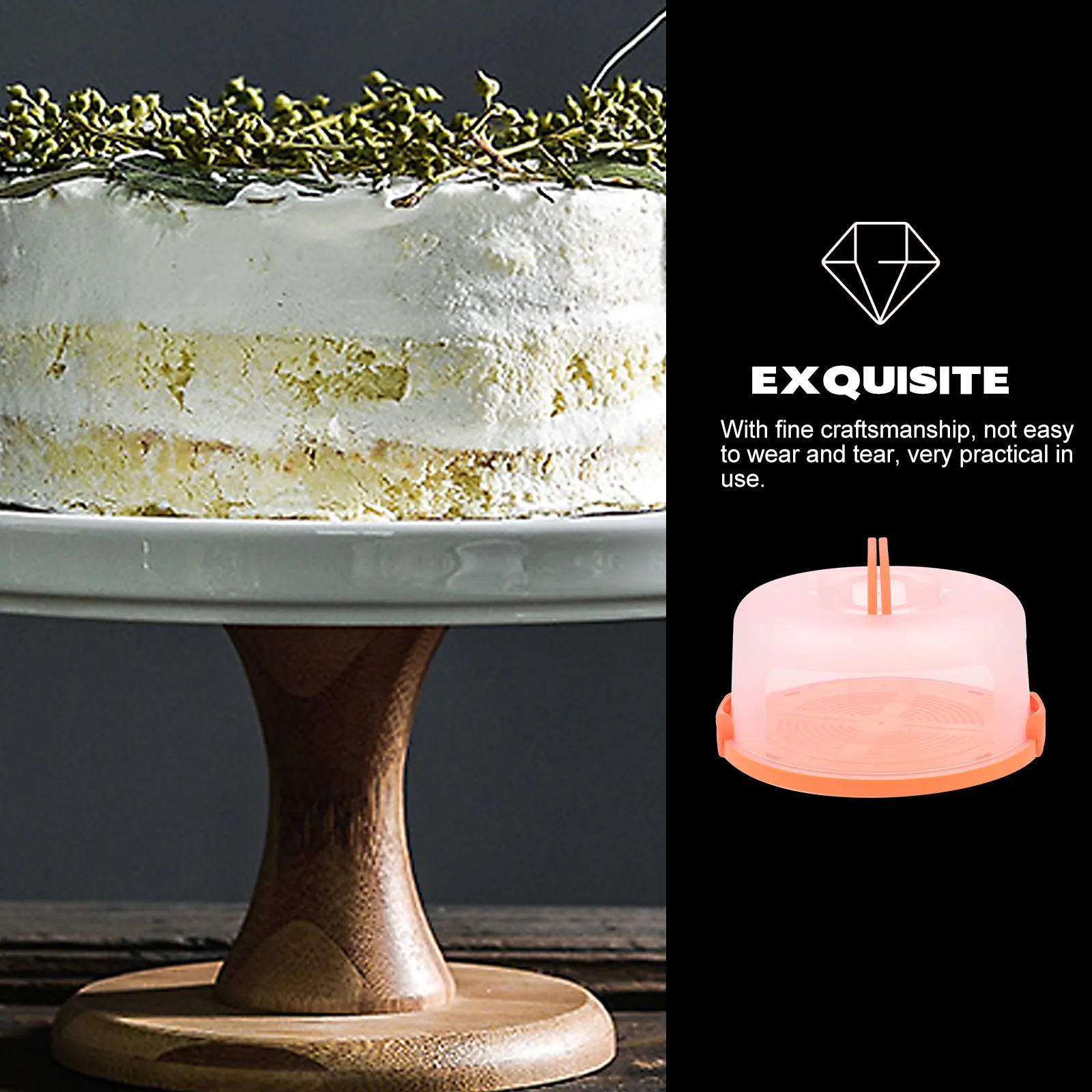 

1 set 1 Set Of Portable Reusable Cake Storage Box Thick Plastic Packing Case Handle For Baking Dessert Sealed Wrapping