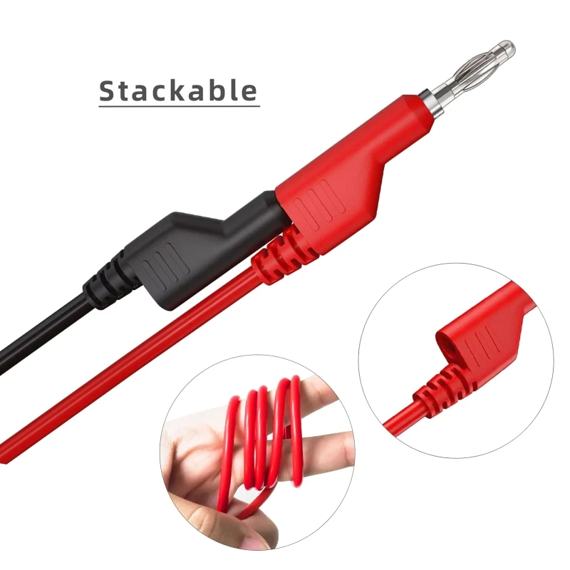 Multimeter Test Leads Double-ended Stackable 4mm Banana Plug Test Leads Insulated Alligat-or Clips Plugs Dropship