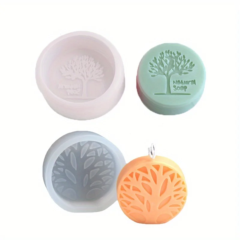 Set of 2 3D Tree of Life Silicone Molds for Crafting Candles, Resin Pillars, Aromatherapy Products, Gypsum, Wax, Soap, Flowers - Detail 1