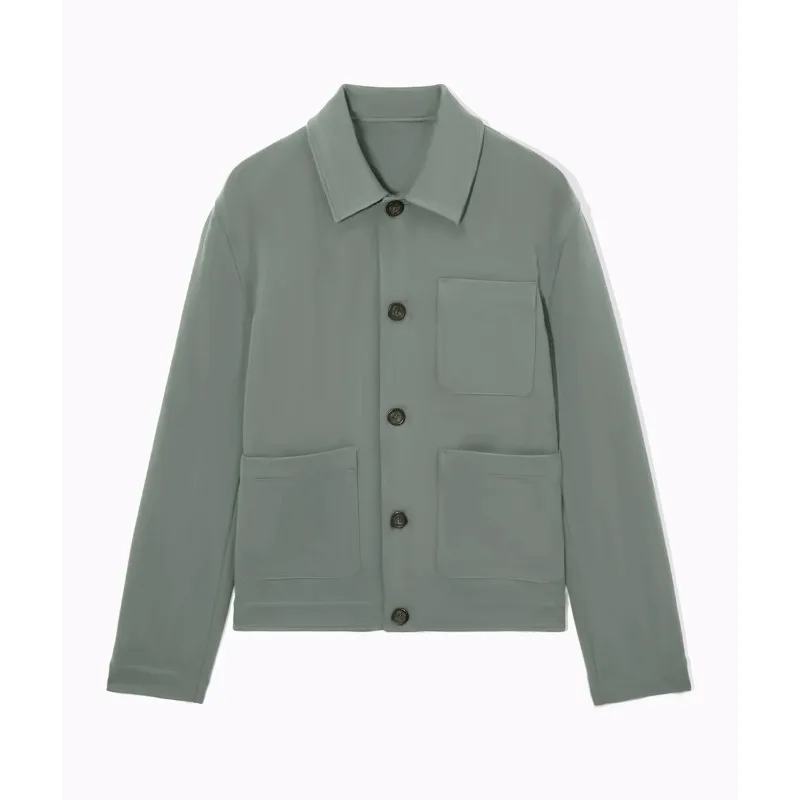 

New Men's Spring and Autumn Slim Solid Color Shirt Jacket Casual Single Breasted Loose Multi Pocket Lapel Shirt Men's Clothing