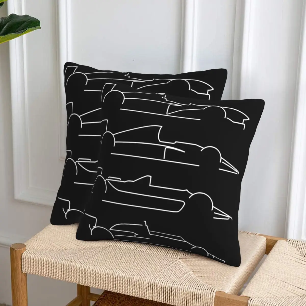 

F1 Decades, черный, 2 шт., квадратная наволочка, наволочка, декоративная удобная подушка на молнии для дома, гостиной