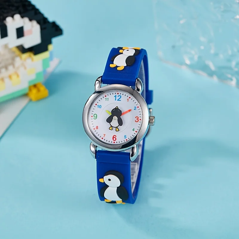 1 قطعة البطريق الصغير أنيمي الكرتون ساعة كوارتز ساعة زوجين ساعة وقت التعلم مشاهدة البطريق الدورية #5