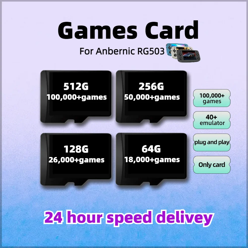 Game Card FOR Anbernic RG503 PS1 PSP SEGA N64 NDS FBNEO GBA GBC GB SFC SMC MSX PCE WSC Amiga Atari Saturn Arcade TF 512G